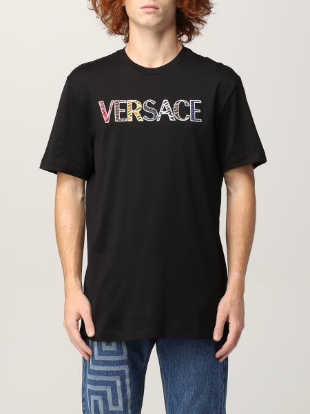 Versace uomo: T-shirt Versace in cotone con logo ricamato