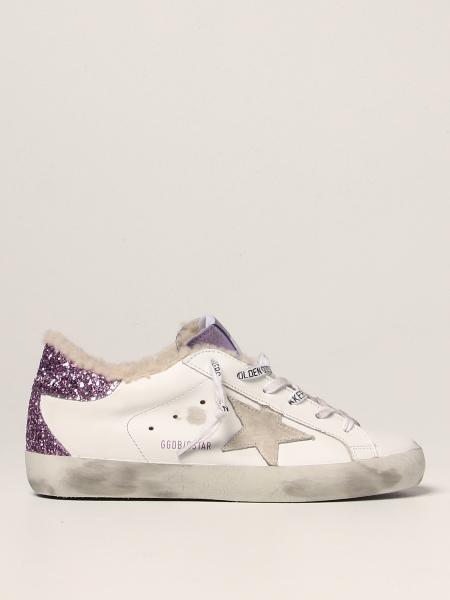 Super-Star Golden Goose trainers in worn leather and glitter