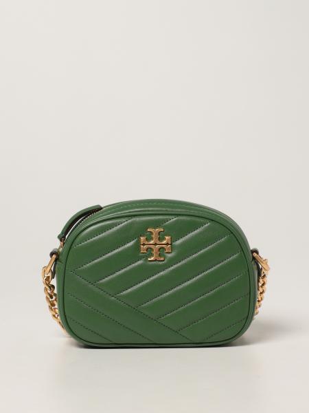 TORY BURCH: Kira shoulder bag in quilted chevron nappa leather - Green ...
