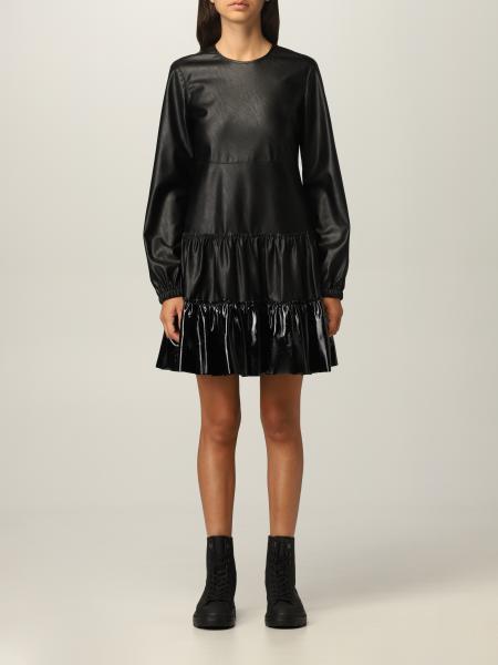 Pinko Short Dress In Synthetic Leather Black Pinko Dress 1g1691 7105 Online At Gigliocom