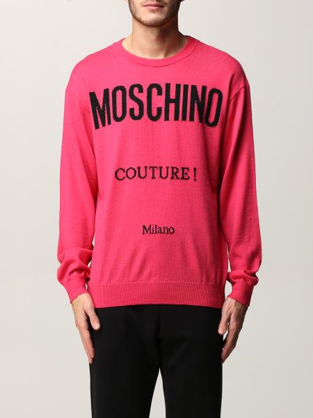 MOSCHINO COUTURE: sweater with logo - Fuchsia | Moschino Couture ...