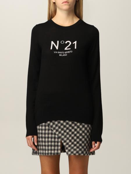 N ° 21 sweater in virgin wool with logo