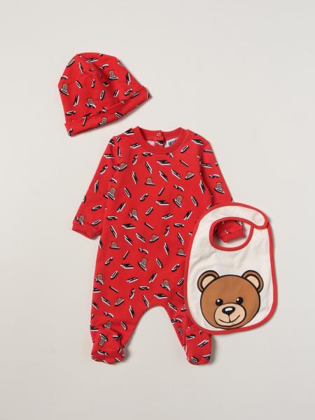 Moschino Baby onesie with foot + hat + bib set