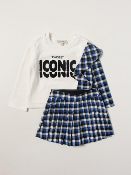 Twinset kids: Twin-set jumper + skirt set with embroidered logo