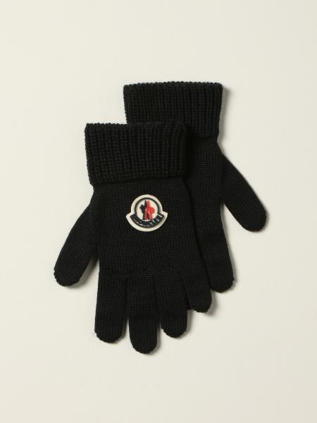 MONCLER: gloves with logo - Black | Moncler gloves