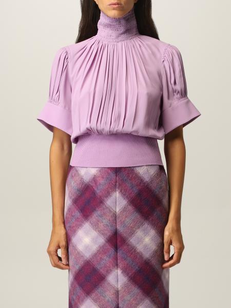 N° 21: N ° 21 top in silk blend - Lilac | N° 21 top G032 5111 online at