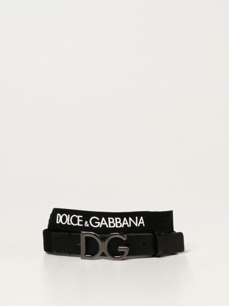 Dolce & Gabbana leather belt with elastic ribbon
