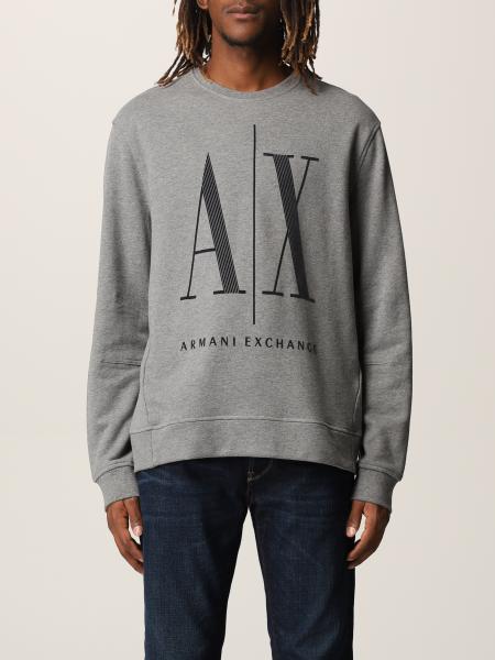 Armani Exchange men: Armani Exchange cotton jumper with big embroidered logo
