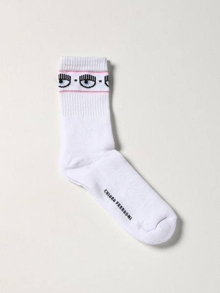 CHIARA FERRAGNI: Eyes Flirting Socks - White | Chiara Ferragni socks ...