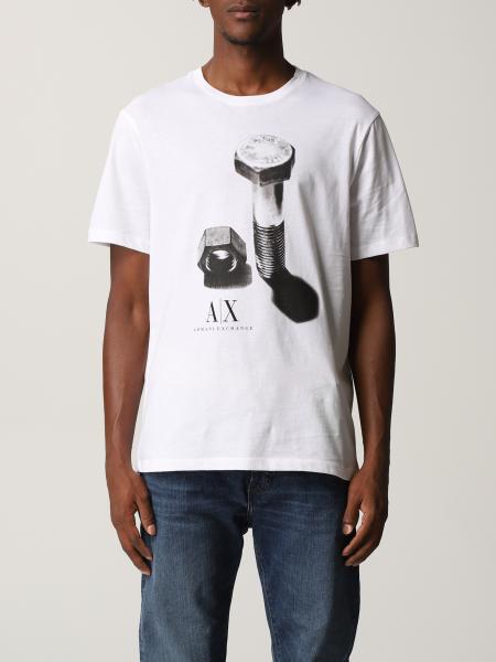 ARMANI EXCHANGE: T-shirt in cotton jersey with logo and print - White ...