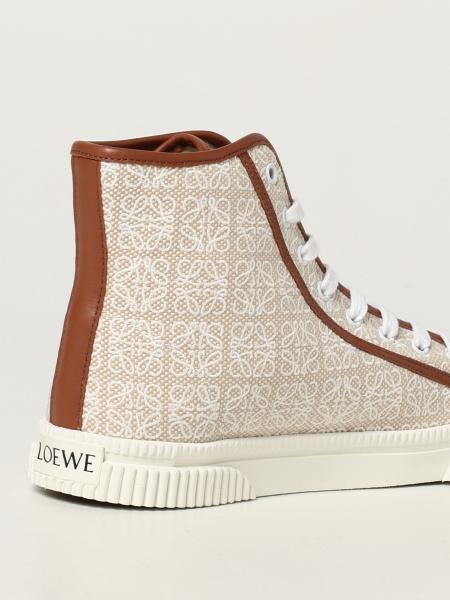 LOEWE: high top sneakers in fabric with jacquard anagram - Natural 