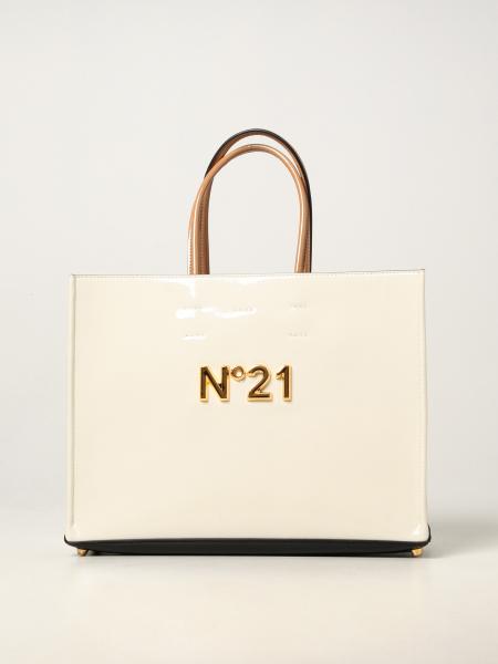 N° 21: N ° 21 bag in synthetic patent leather - White | N° 21 tote bags ...