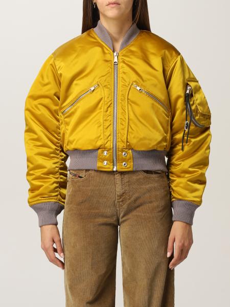 DIESEL Leather Jacket With Belt in Yellow