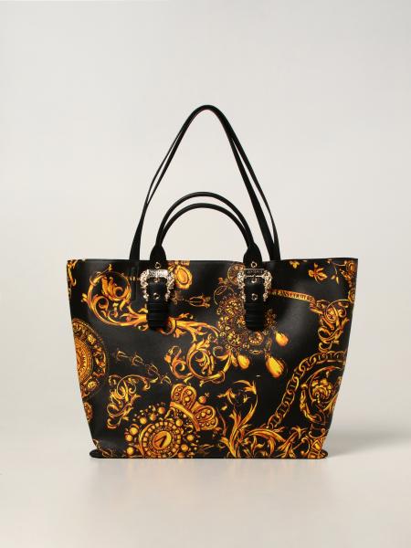 VERSACE JEANS COUTURE: tote bag with Baroque print - Black 1 | Versace ...