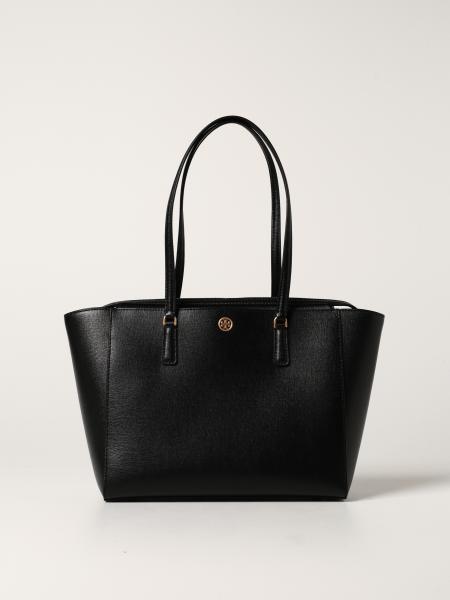 TORY BURCH: Robinson bag in saffiano leather - Black | Tory Burch tote ...