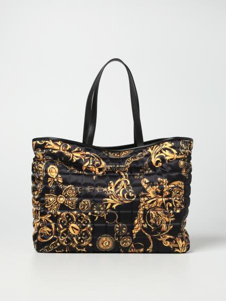 VERSACE JEANS COUTURE: bag in Baroque nylon - Black | Versace Jeans ...