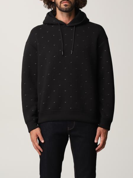 Emporio Armani sweatshirt in cotton blend with all-over eagle logo