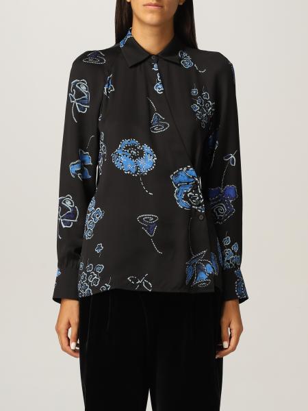 EMPORIO ARMANI: shirt with contrasting floral print - Multicolor ...