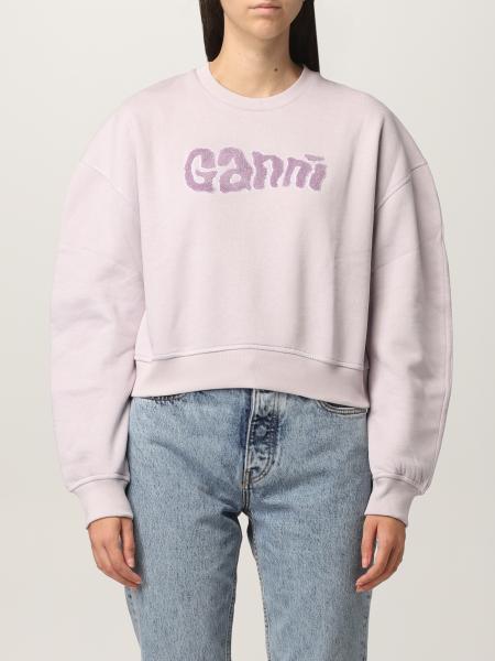 GANNI: sweatshirt for woman - Lilac | Ganni sweatshirt T2977 online at ...