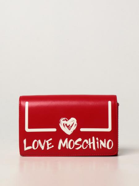 LOVE MOSCHINO: crossbody bag in synthetic leather - Red | Love Moschino ...