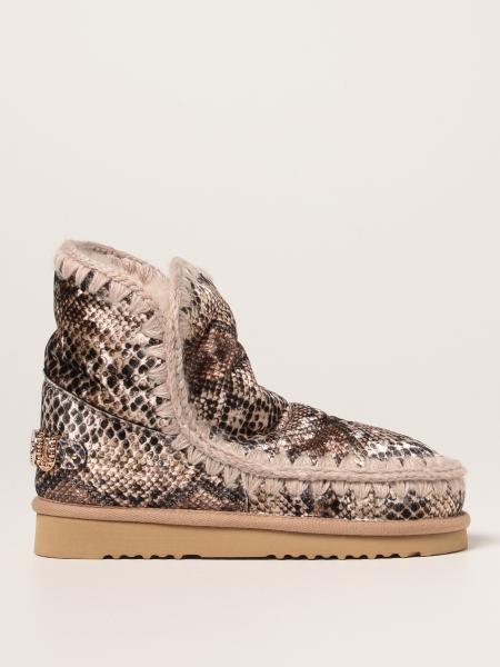 Mou: Eskimo Mou ankle boots in velvet with python print
