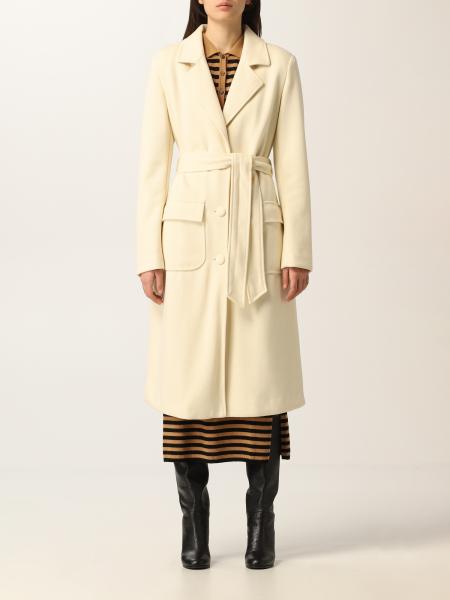 LIU JO: single-breasted coat in wool blend - White | Liu Jo coat ...
