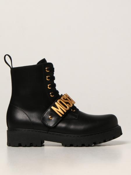 Moschino Kid ankle boots in leather with logo