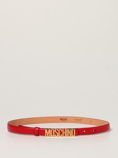 Cintura Moschino Couture in pelle con logo metallico