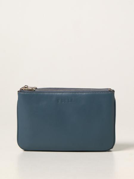 FURLA: bag in textured and smooth leather - Blue | Furla crossbody bags ...