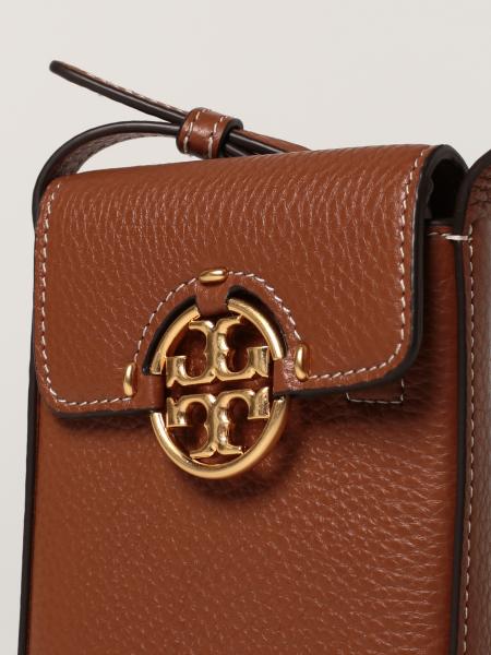 TORY BURCH: Miller cell phone holder in leather - Brown | Tory Burch ...