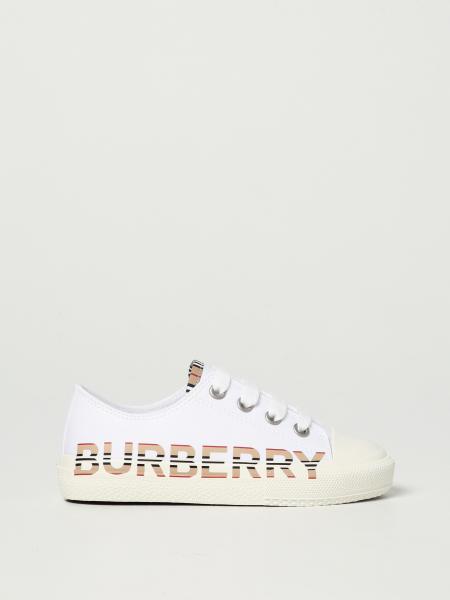 Burberry kids: Burberry low top sneakers in canvas and logo