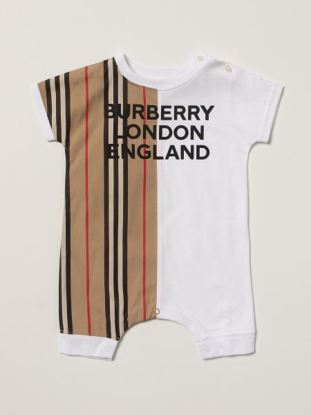 Burberry bambino: Body Burberry con logo e pannello a righe