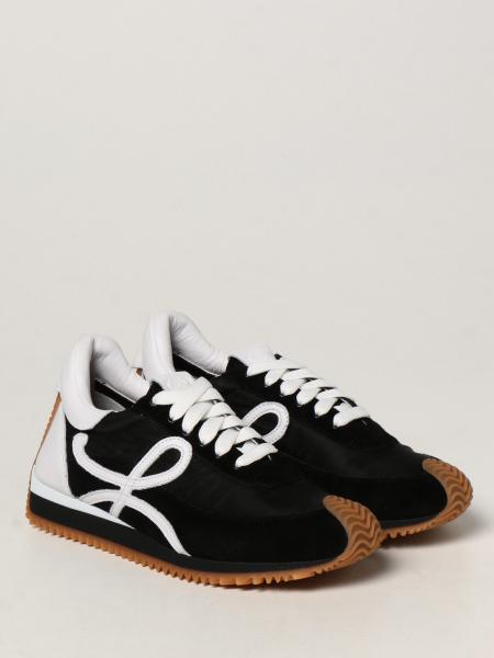 LOEWE: Flow runner sneakers in nylon and suede - Black ...