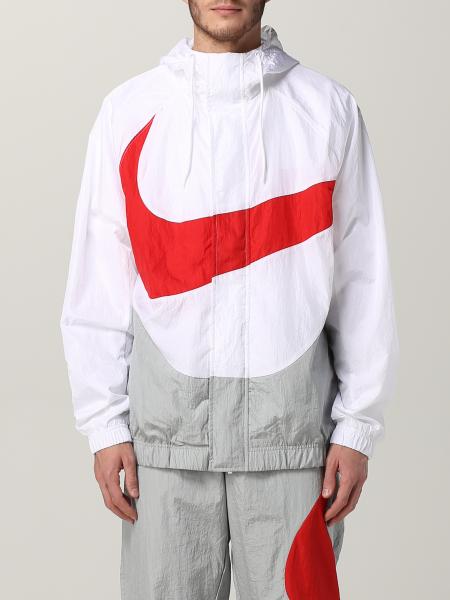 NIKE: nylon jacket with Swoosh - White | Nike jacket online at GIGLIO.COM
