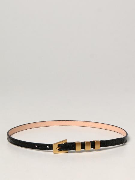BY FAR: Vic belt in crocodile print leather - Black | By Far belt ...