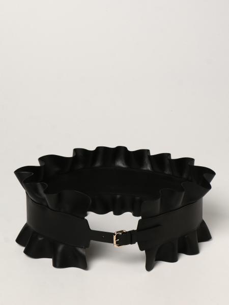 Red Valentino women: Red (V) leather belt with rouches