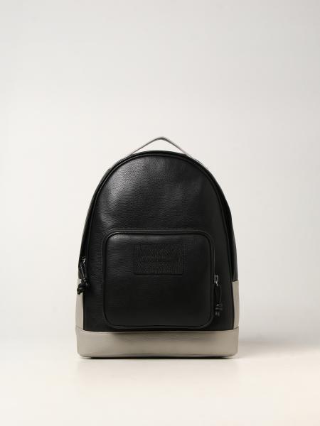EMPORIO ARMANI: rucksack in textured leather - Black 1 | Emporio Armani  backpack Y4O334 Y068E online on 