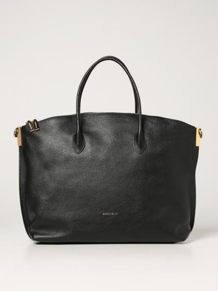 COCCINELLE: Estelle bag in hammered leather - Black | Coccinelle tote ...