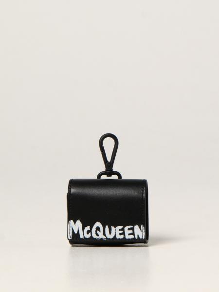 Alexander McQueen leather AirPod case with Graffiti logo