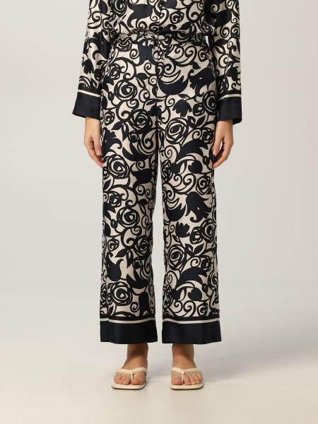 S Max Mara women's clothes: S Max Mara trousers in silk twill with print