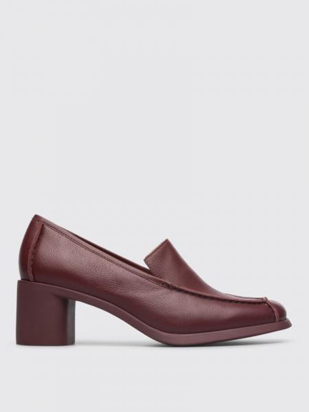 CAMPER: Meda heeled shoe in leather - Burgundy | Camper loafers K201216 ...