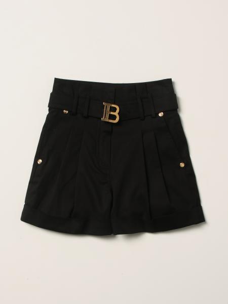 Balmain stretch cotton shorts with belt