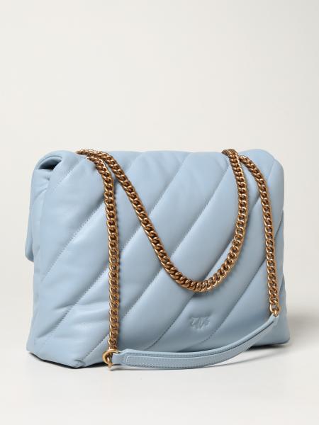PINKO: Love big Puff Maxy Quilt bag in leather - Sky Blue | Pinko ...