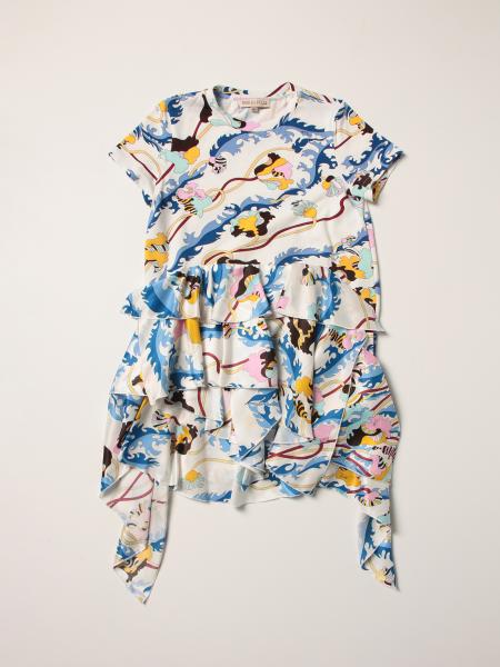 EMILIO PUCCI: abstract print dress with rouches - White | Emilio Pucci ...