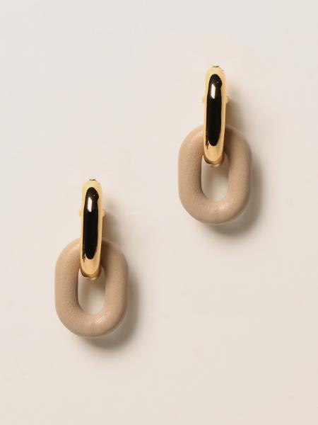 Paco Rabanne: Paco Rabanne earrings in aluminum and leather