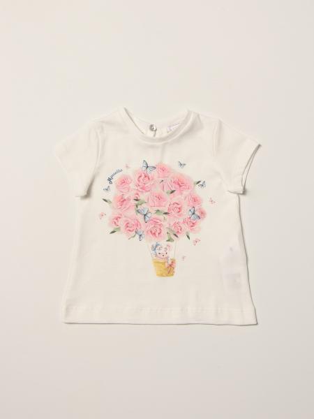T-shirt Monnalisa in cotone con stampa floreale