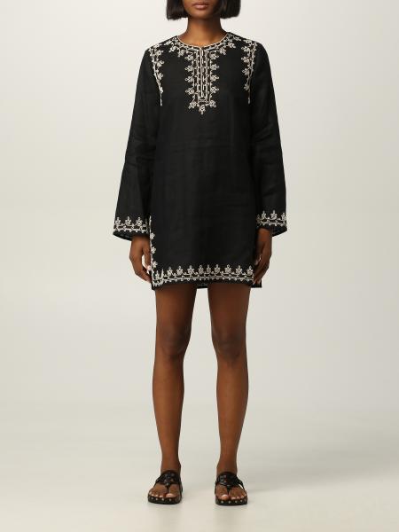 Tory Burch: Tory Burch linen caftan with embroidery