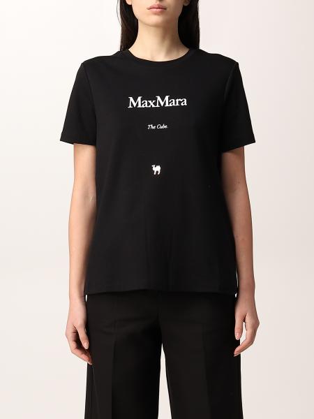 'S MAX MARA: S Max Mara t-shirt in cotton with print - Black | 'S Max ...