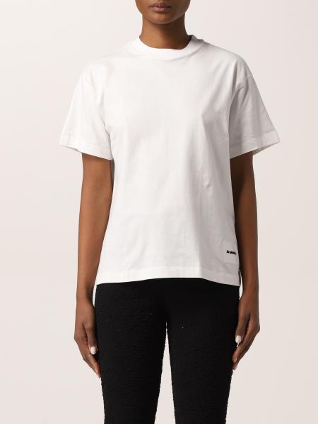 JIL SANDER: cotton t-shirt with logo - White | Jil Sander t-shirt  JPPU706540WU248808 online on GIGLIO.COM