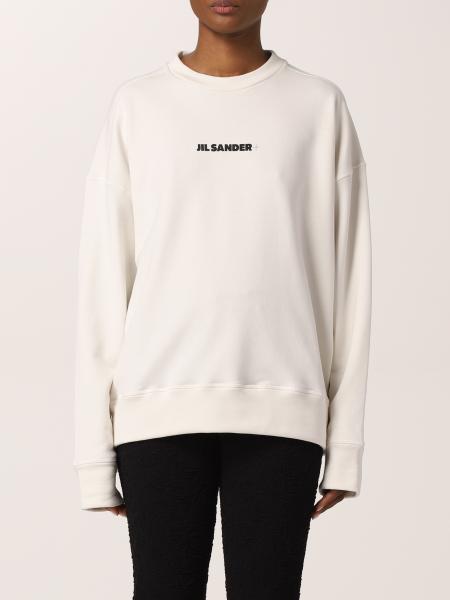 JIL SANDER: cotton sweatshirt with logo - Natural | Jil Sander ...